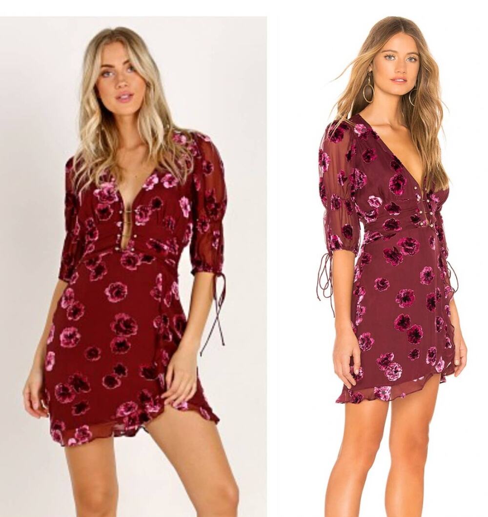 For Love & Lemons Sophie Velvet Floral Mini Dress XS Extra Small READ